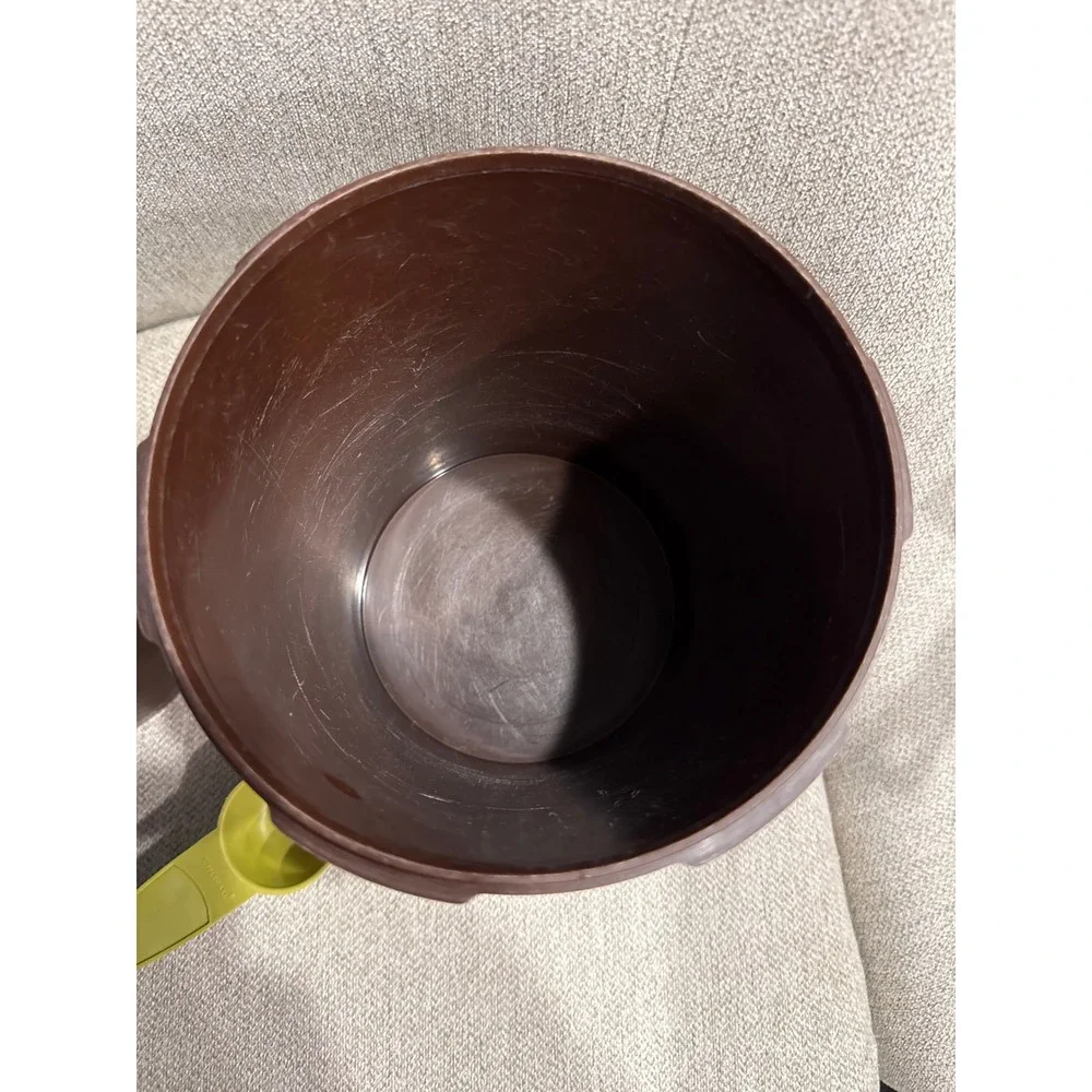Vintage Tupperware Canister Set Brown Gold Leaf Servalier Lids 5pc Scoop Nesting